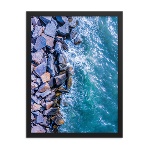 Boston Harbor Rocky Shore - Framed